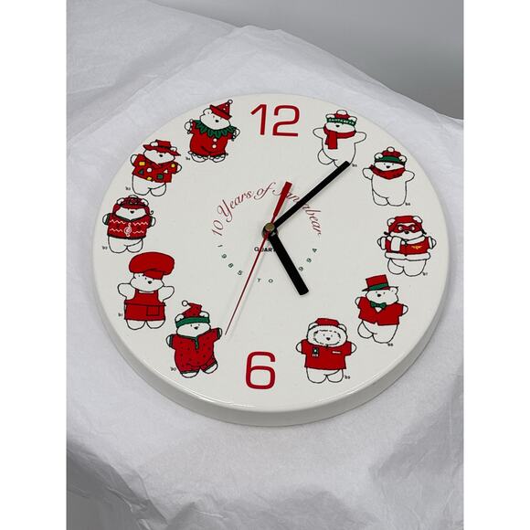 SantaBear 1994 10 Year Commemorative Ceramic Clock - Picture 2 of 8